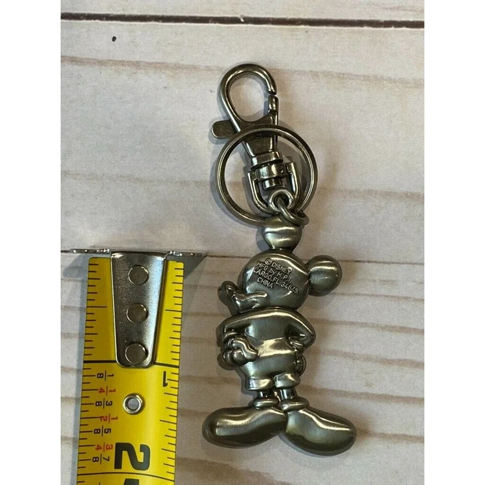 Mickey Mouse Keychain Silver Tone Metal Sculpted Souvenir Key ring